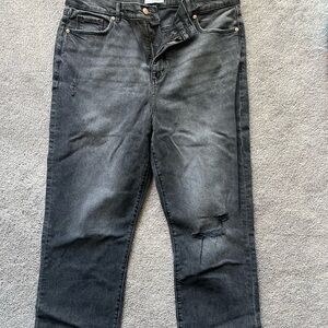 NWT Loft straight crop destroyed black jean